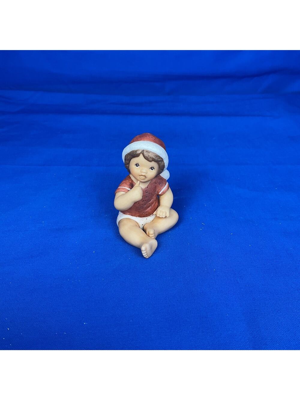 Goebel Nina & Marco Vintage Christmas Baby Figurine - Wearing Santa Hat